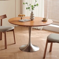 Solid Wood Vintage Dining Table Small Apartment Retro Household Round Table Round Dining Table Meeti