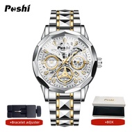 (002 ปรับราคาพิเศษแล้วค่าา รีบกดซื้อเลยน้าาา)POSHI นาฬิกาข้อมือผู้ชาย กันน้ำ นาฬิกาแฟชั่นธุรกิจ นาฬิ