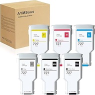 AYMSous 727 Ink Cartridge Compatible for HP 727 C1Q12A F9J79A F9J76A F9J77A F9J78A F9J80A for HP Des