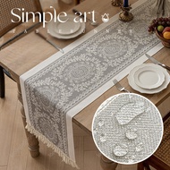 Retro Table Runner with Tassels, Waterproof Table Runner, Simple Cotton and Linen Table Runner, Desk