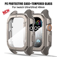 iWatch PC Protective Case + Tempered Film for Apple Watch Ultra 1 2 Case 49mm Buffer Frame Protective Film for iWatch Series 8 Ultra/Ultra2 49mm