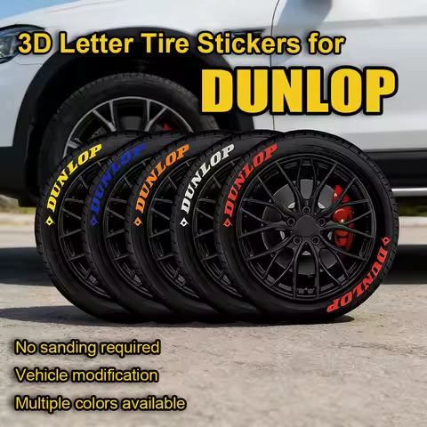[DUNLOP Sticker Set] Car and Motorcycle Tire Modification Parts for Dunlop Tire Logo Letter PVC Deco
