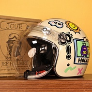 Helm motosikal retro Taiwan JEF untuk lelaki dan wanita, helm keselamatan skuter elektrik untuk semu