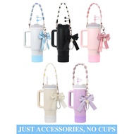 Cup Decoration Accessories, 8-9mm Straw Cap, Silicone Sleeve, Portable Braided Rope, Bow Pendant, 30