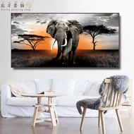 Perilla-African elephant sunset poster animal painting wall art painting home decoration forest land