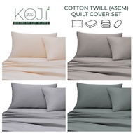 KOJI Soft Cotton- Solid Twill- 100% Cotton Quilt Cover Set 4 IN 1 (Single/Super Single/Queen/King)