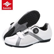 Santic Cycling Shoes Men Women Bicycle Road Cycling Shoes Lock-free Casual Sports Shoes Upgraded Sturdy Rotating Buckle Reflective