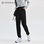 GIORDANO Women Joggers Drawstring Elastic Waist Solid Color Simple Basic Joggers Slant Pockets Fashi