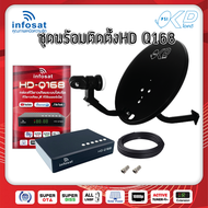 จานดาวเทียม PSI OKD 35 cm + กล่องรับสัณญาณ ทีวี ดาวเทียม INFOSAT รุ่น HD Q-168+ สาย RG6 10 เมตร พร้อ