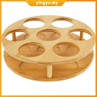 Rotating Coffee Syrup Organizer Wood Coffee Syrup Rack 7 Slots Syrup Bottle Stand for Syrup Liquor W