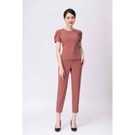 Dark lotus CS set: Belted shirt, shrug + slim pants. B1201P61