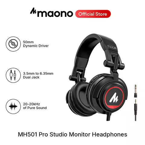 maono MH501 Pro Studio Monitor Headphones 50MM Drivers Over Ear Studio Lightweight Foldable Headphon
