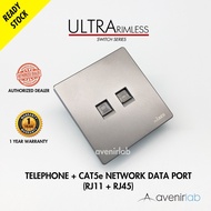 reTouch Ultra Rimless Telephone RJ11 And CAT5e RJ45 Network Data Outlet Port Frameless Switch Socket