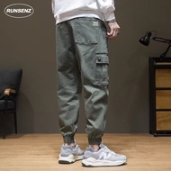American Thick Cargo Pants Men Casual Slim Fit Cropped Pants Outdoor Hiking Jogger Pants