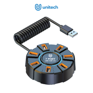 USB Hub 7 Port 2.0 Unitech Converter Docking Station LED Panjang Kabel 120cm untuk PC Laptop