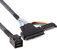 10Gtek Mini SAS SFF-8643 to U.2 SFF-8639 Cable, PCIe 4.0 X4 85 Ohm with 15-Pin SATA Power for NVMe S