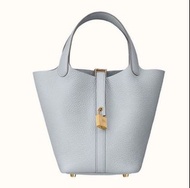 全新Hermes Picotin 22聖杯藍金扣stamp W