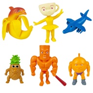 6pcs Shanhai Classic Hand-Made Doll Ornaments All-through Wooden Stick Man Wearing Shoes Shark Banan