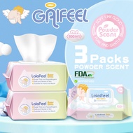 LALAFEEL Baby Wet Wipes Powder Scent Wet Tissue Baby Wipes X 3 Packs(100 Pcs/Pack)