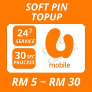 U Mobile Soft Pin Topup RM 5 ~ RM 30