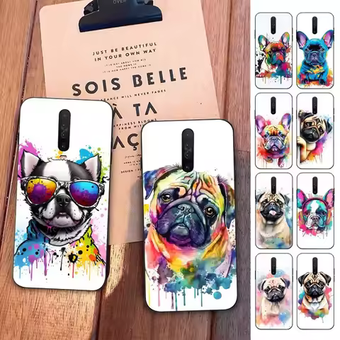 French Bulldog Dog Pug Phone Case For Redmi 5 6 7 8 9 10 Plus Pro 6 7 8 9 A GO K20 K30 K40 Pro Plus 