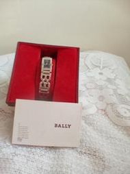 BALLY黑底長方形不锈鋼錶帶手錶,附錶盒;購入價12000元.1月2月6月賣場休息,因賠售電池請自行負擔