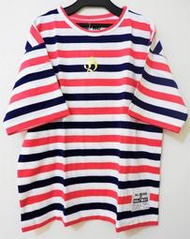 【古著尋寶S】日本製🔵HALFWAY 短袖T恤🔵L號 條紋 粉紅色 藍色 品牌 日系 潮流 潮牌 寬鬆 休閒 男生