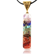 Orgone Chakra Pendant 7 Chakra Stones Necklace Orgonite Pendant with Adjustable Cord Crystals Neckla