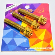 Fan Cover Bolts for Yamaha Mio i125, Soul i125, and Gear (Set of 3 pcs) – White & Gold, 6x35mm, HENG