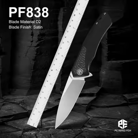 Petrified Fish PF838 Pub Folding Knife G10 Handle Ball Bearing Outdoor Fishing Satin Blade Knife Cut