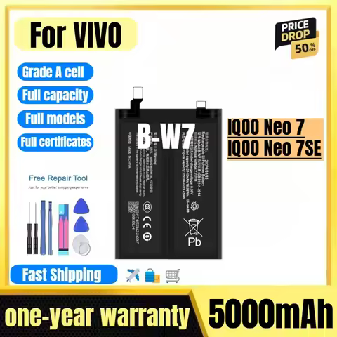 B-W7 for VIVO IQOO Neo 7/IQOO Neo 7SE Phone Battery High Quality High Capacity Replacement Bateria G