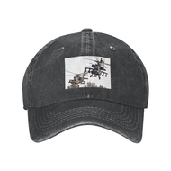Street Style Cowboy Cap Ah-64 Apache Helicopter Gunship Trend Printing Series