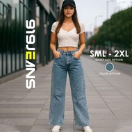 919 JEANS : Classic Womens Korean Style Wide Leg Baggy Jeans Pants Loose Mom's Denim Womenswear