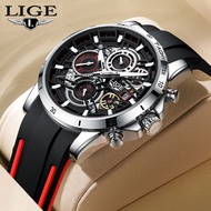 LIGE men's watch fashion original design dial 30M waterproof calendar chronograph multi colors for men wristwatch