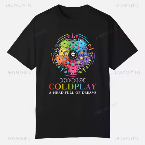 Coldplay T-shirt Men Clothes Graphic Tops Quality Short Sleeve Summer Tees Custom Clothing Funny Str