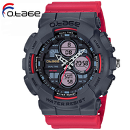 Official authentic fashion Sports OTAGE dual-use countdown watch chronograph watch digital alarm clock watch 50 meters waterproof Rellogio Gregino diving watch, double display, multi-function