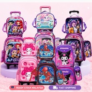 LYCOTTEᵐʸ 3 in 1 6-wheel Trolley bag school bag backpack cartoon primary school bag beg sekolah roda