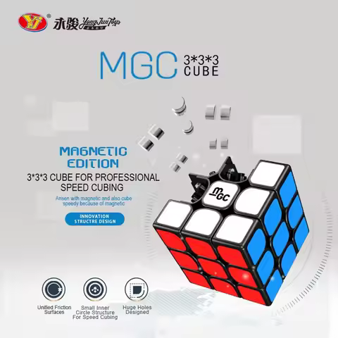 Yj MGC 3x3x3 Magic Cube Magnetic 3x3 Speed Cubes Black Core Puzzle Toys Gift for Kids Adults Profess