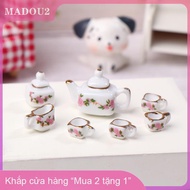 [COD] MADOU2 1 Bộ 1:12 Dollhouse thu nhỏ gốm sứ Ấm trà trà đặt mini gốm Kungfu trà đặt ấm chén Bộ đồ
