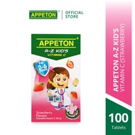APPETON A-Z Kid's Vitamin C - Tablet Vitamin C 30mg untuk Kanak-Kanak 2-6 Tahun (Perisa Strawberi - 