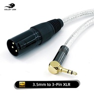 GOLLEY LION Right Angle 3.5mm to XLR Male Cable Unbalanced Aux Male to XLR Male Cord 1/8 Inch to Mic