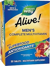 Nature's Way Nature’s Alive Men’s Energy Complete Multivitamin High Potency BVitamins Tablets, Natur