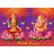 7x5ft Goddess Lakshmi and Lord Ganesha Happy Diwali Photography Backdrop Festival of Lights Deepavali Backdrop sIndian Holiday Decor Diwali Celebration Party Photo Booth Props