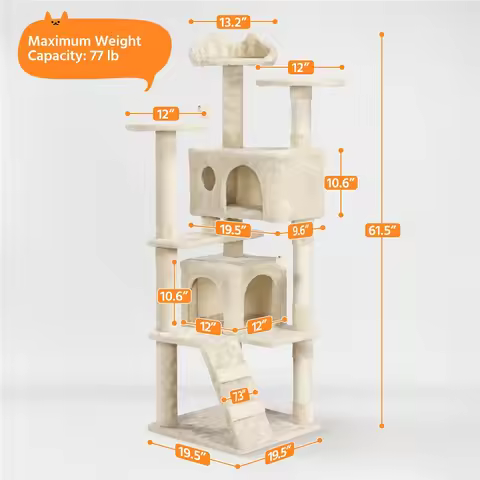 Cat tree, 54/70/62-inch cat tower style cat house-3scratching posts, large cat furniture,Halloween c