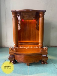 Bàn thờ thần tài ông địa cột tròn trơn 60 x 60 x 88cm - Gỗ Tràm bông vàng