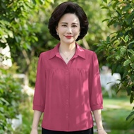 Solid Color 3/4 Sleeve Breathable Top - Perfect for Summer Moms