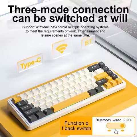 AULA F65 65% Layout Hot-Swap Gasket Mounted Wired Bluetooth 2.4G Wireless Mechanical Keyboard RGB fo