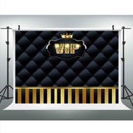 Gold VIP Backdrops 9x6FT Black Tufted Gold Stripes Photography Backgrounds Events Step and Repeat Ba