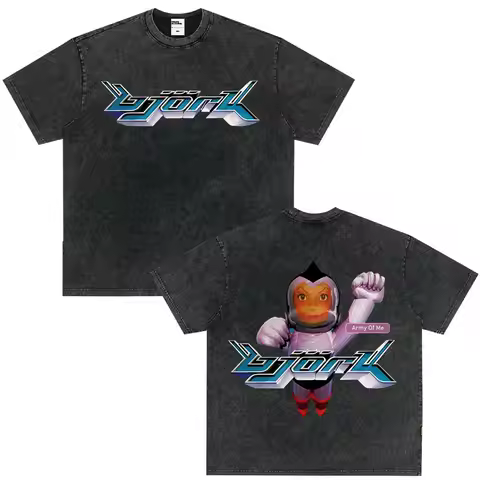 Bjork Army of Me Aphex Twin T Shirt Hip Hop Streetwear Vintage Washed T-shirts Men Women Clothing Sh