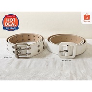 White Belt With Double Head And Eyelet Left Minimalist Square Right Y2k Street Style Second Hand Sol